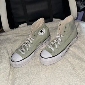 Converse Platform High-Top Sneakers in Green and White